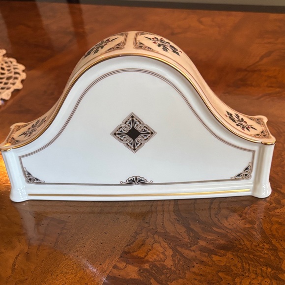 Lenox Madison Porcelain Mantel Clock with Gold Trim and Black Floral Design - Picture 6 of 11